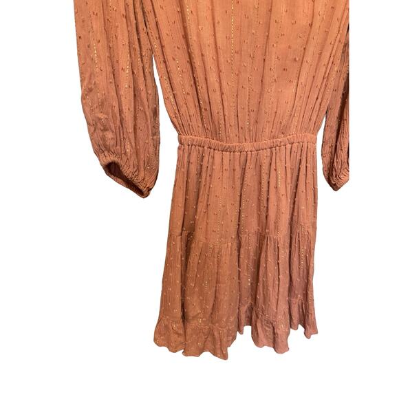 L*Space Stay Golden Metallic Boho Mini Dress Orange Size Small - Picture 6 of 7